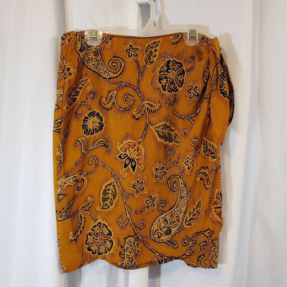 Jones New York Mustard Floral A-Line Skirt